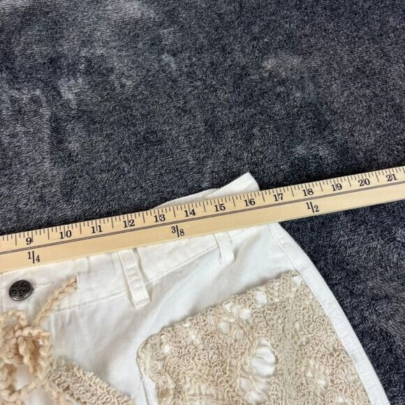 POL Crochet Pocket Baggy White Joggers Pants Drawstring Women's L Boho Cargo - Picture 8 of 13